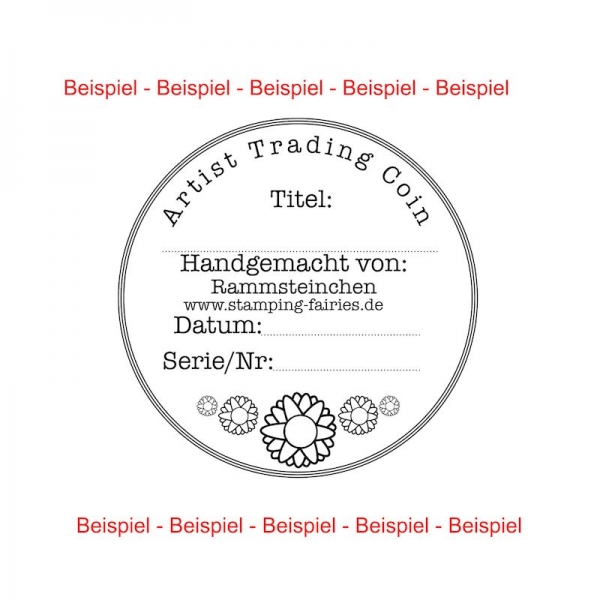 Stamping-Fairies - ATC Coin-Rückseite - Blume PERSONALISIERT